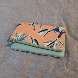 Rachel Pally Tropical Leaf Clutch in Coral and Teal